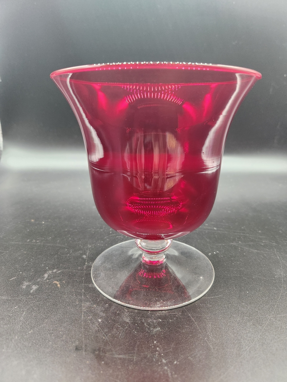 Vintage Morgantown Glass Co Ruby Red Footed Glass Bowl Vase